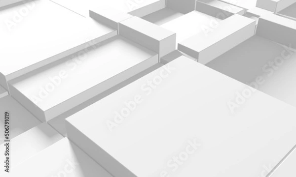 Fototapeta White cubes structure. Abstract futuristic background.