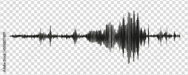 Fototapeta Seismograph measurement or lie detector graph. Seismic measurements with data record. Vector illustration isolated in transparent background