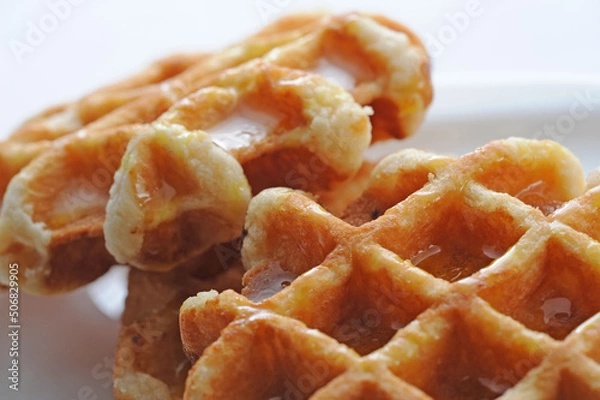Obraz Two waffles with syrup
