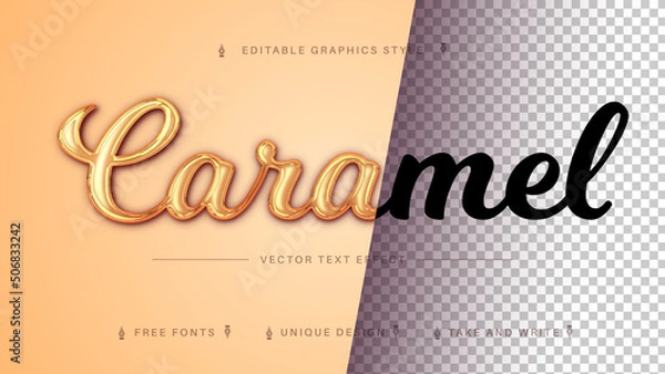 Fototapeta Caramel - Editable Text Effect, Font Style