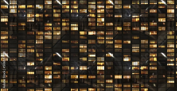 Obraz windows building front facade by night