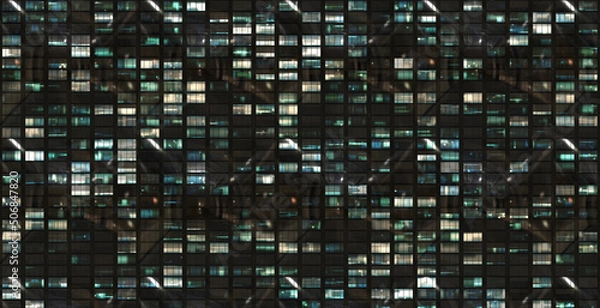 Obraz windows building front facade by night