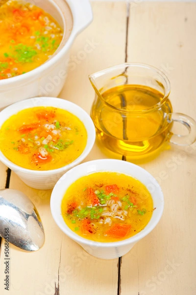 Obraz Syrian barley broth soup Aleppo style