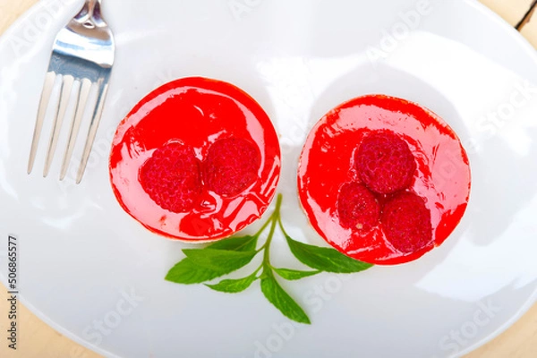 Obraz fresh raspberry cake mousse dessert