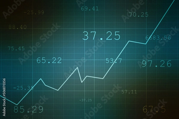 Fototapeta Business Growth graph on technology background, Futuristic raise arrow chart digital transformation abstract technology background. Big data and business growth currency stock and investment economy