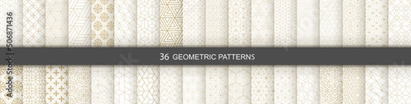 Obraz Set of Geometric seamless patterns. Abstract geometric  hexagonal  graphic design print 3d cubes pattern. Seamless  geometric cubes pattern.