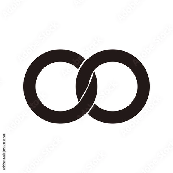 Obraz Infinity icon. Two locked circles vector illustration. Link icon.