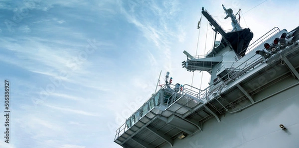 Fototapeta Battle of the naval control tower from the bottom of the sky.