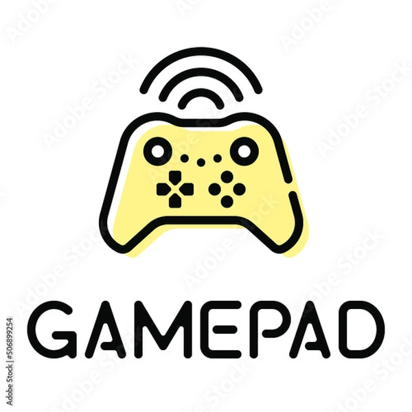 Obraz Wireless gamepad controller pictogram with text label