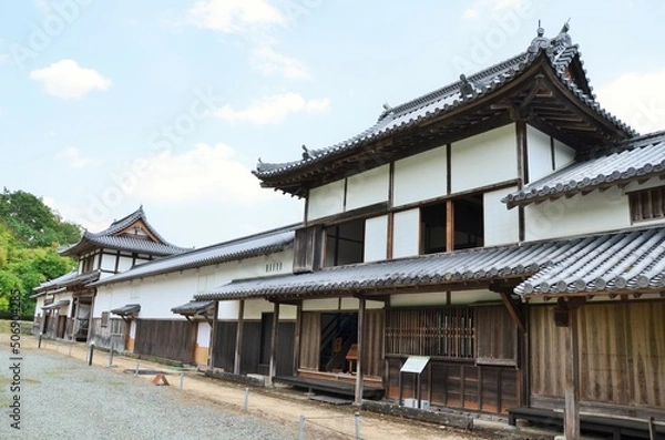 Fototapeta 三日月陣屋 物見櫓・長屋・中御門・通用御門