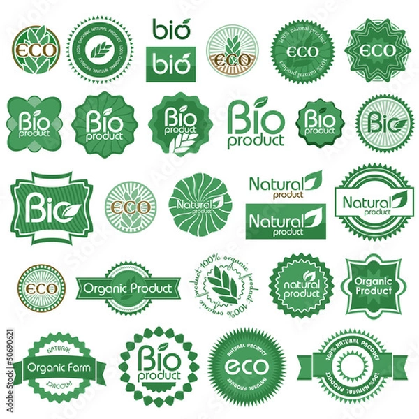 Obraz Eco - bio - natural labels. Set 1.