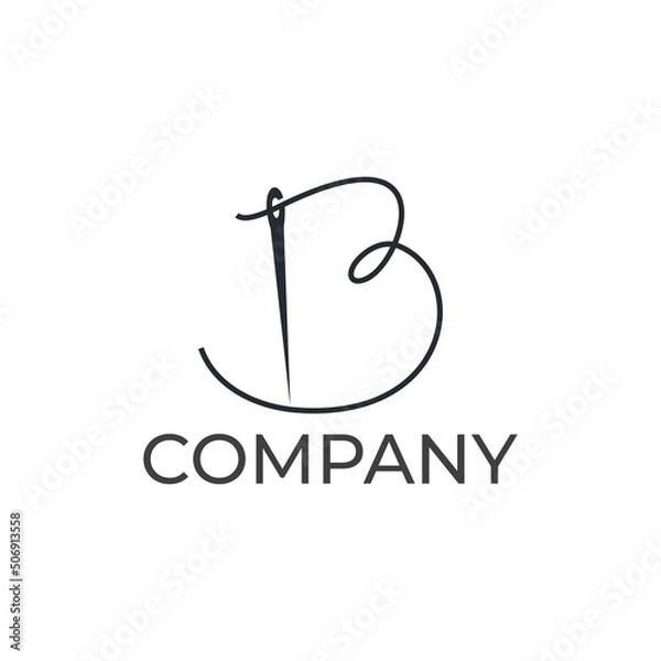 Fototapeta Abstract Initial B Tailor logo, thread and line style , Flat Logo Design Template, vector illustration