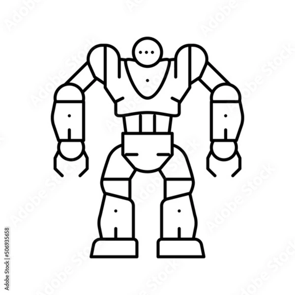 Fototapeta cyborg robot line icon vector illustration