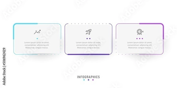 Fototapeta Vector Infographic label design template with icons and 3 options or steps. Can be used for process diagram, presentations, workflow layout, banner, flow chart, info graph.