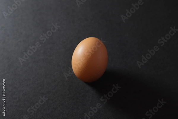 Fototapeta An illuminated egg on the left side and on a black background