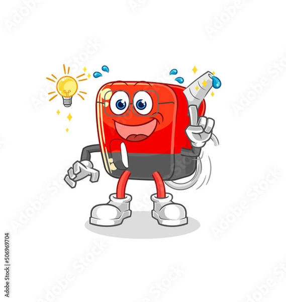Obraz gasoline pump got an idea cartoon. mascot vector