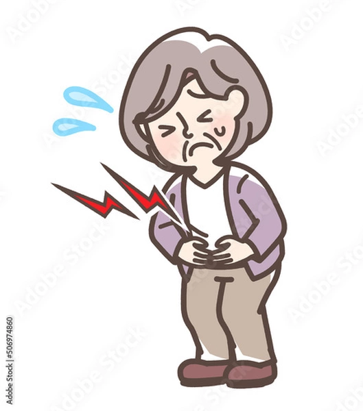 Obraz 腹痛でお腹をおさえている女性