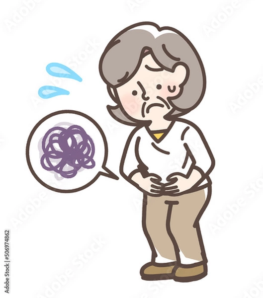 Obraz 腹痛でお腹をおさえている女性