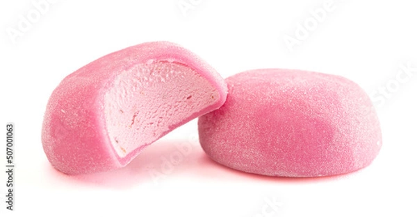 Obraz Pink Mochi Ice Cream on a White Background