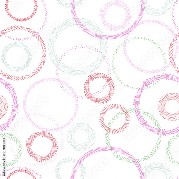 Fototapeta circles frame different sizes and colors abstract vector seamless pattern
