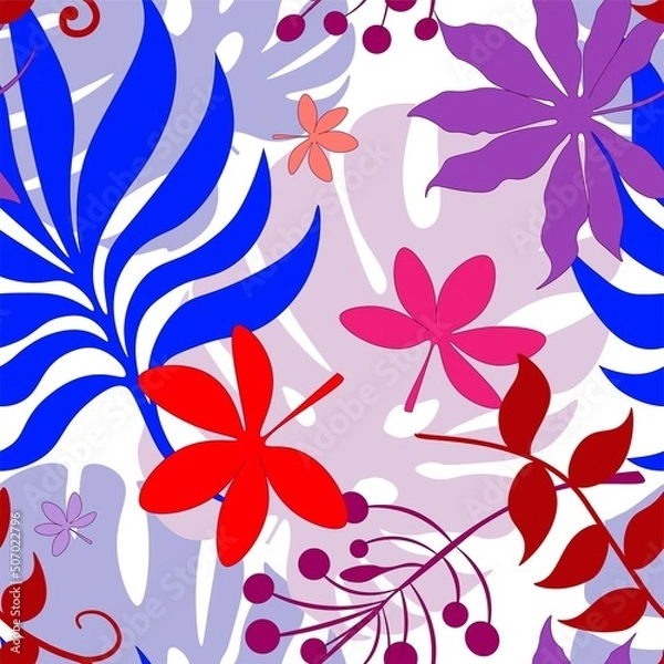 Fototapeta Bright small vector flowers seamless pattern.