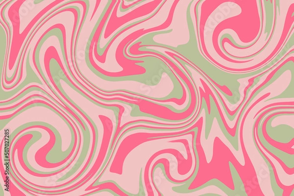 Fototapeta Hand drawn colorful retro style groovy psychedelic background
