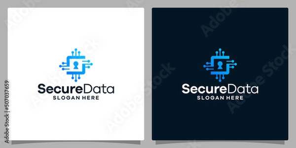 Fototapeta Data chip vector logo design with keyhole and abstract initial letter S. Premium vectors.
