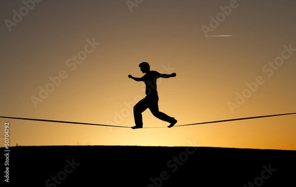 Obraz slacklining at sunset