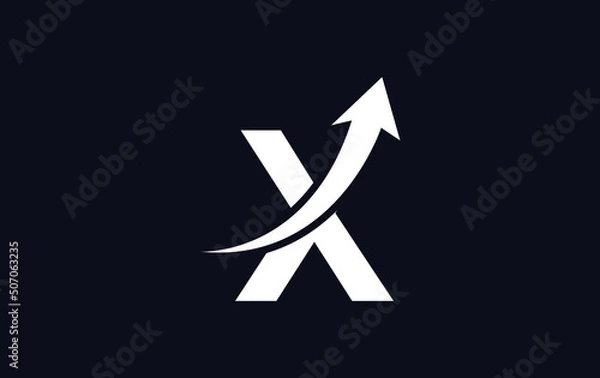 Fototapeta Growth arrow icon and financial logo design vector with the letters and alphabets X