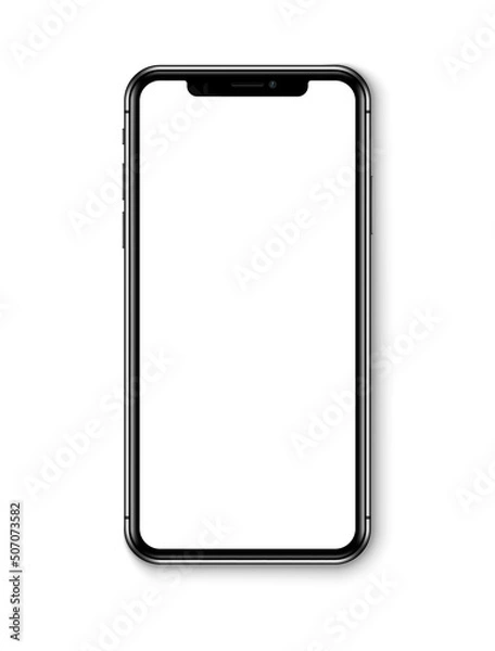 Fototapeta Realistic smartphone mockup. Vector mobile phone with empty screen.