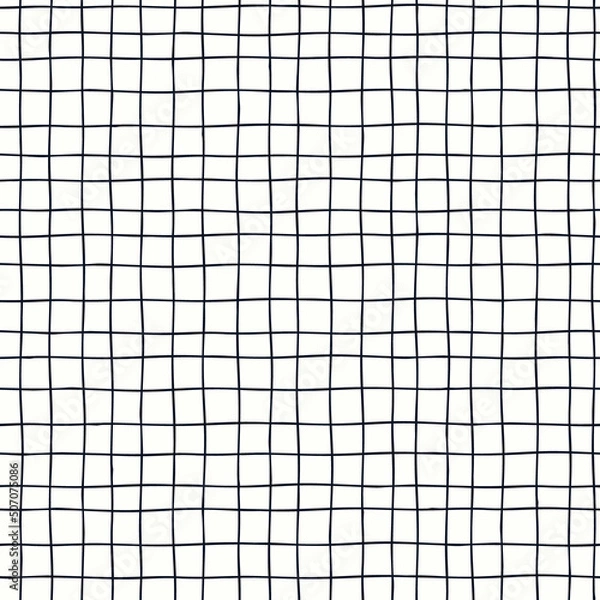 Obraz Seamless checkered repeating pattern with hand drawn grid. Light plaid background for wrapping paper, surface design and other design projects