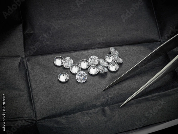 Obraz Parcel of White Diamonds on Black Background