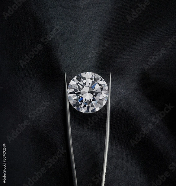 Obraz Big Round Diamond on Black Silk Background