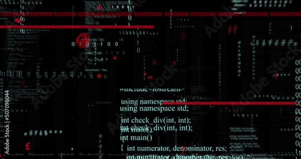 Fototapeta Image of data processing on black background