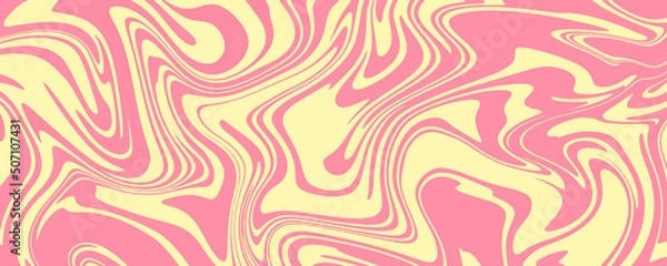 Fototapeta Hand drawn colorful retro style groovy psychedelic background