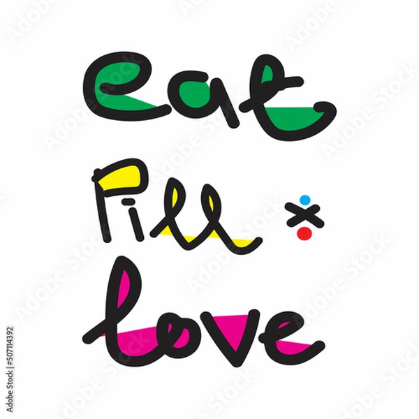 Fototapeta Graphic tee design with multicolor types. Graphic tee, clothing brand and apparel design. 