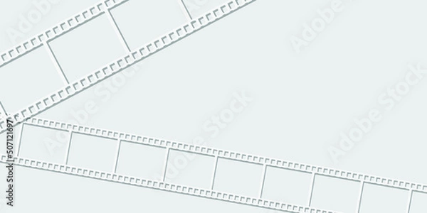Obraz Background with film strip frame isolated on grey background. Design template cinema with space for your text. Movie and film modern poster background. Vector cinema banner, flyer, brochure, leaflet