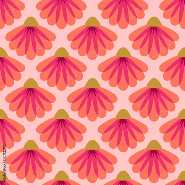 Fototapeta Vector boho flowers seamless pattern background. Perfect for fabric, scrapbooking, wallpaper projects