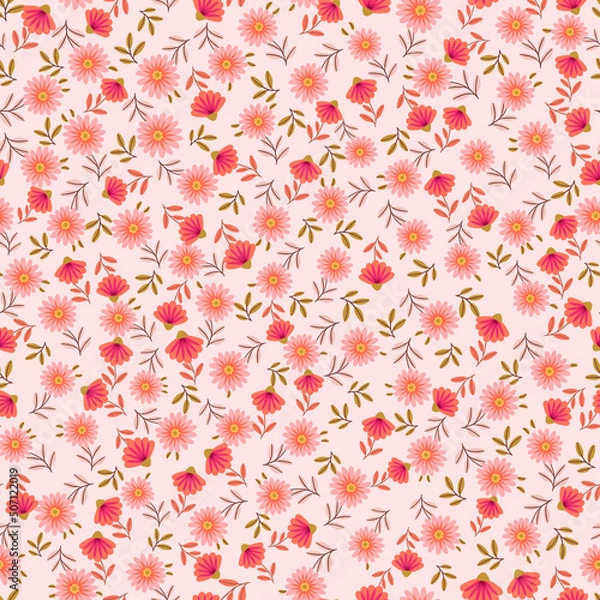 Obraz Vector ditsy flowers seamless pattern background. Perfect for fabric, scrapbooking, wallpaper projects