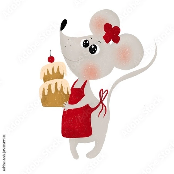 Fototapeta mouse with cake