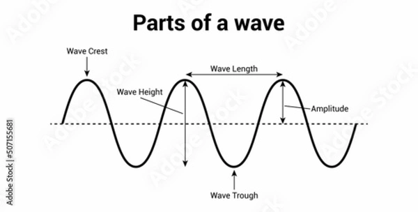 Fototapeta label the parts of a wave vector illustration isolated on white background