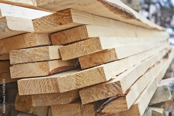 Obraz A pile of wooden planks
