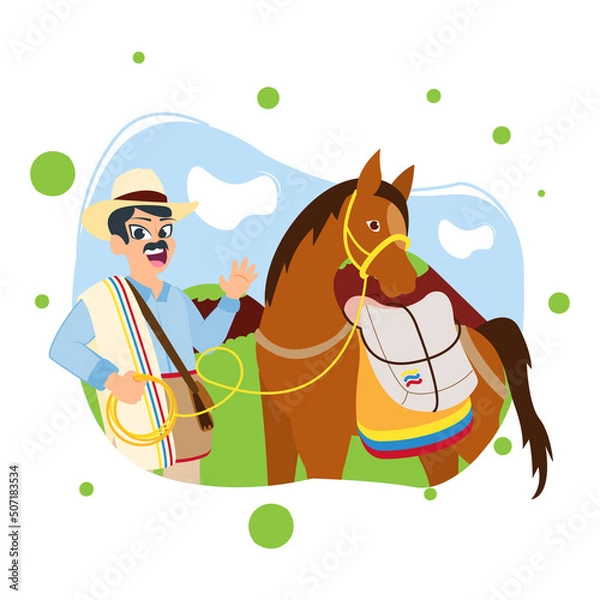 Fototapeta Isolated typical muleteer colombian culture Vector illustration