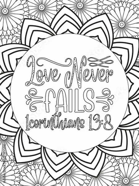 Obraz Bible Verse Coloring Pages, Christian Lettering coloring page for children and adults. Bible Verse Coloring Pages, Christian religious typography coloring page for children and adults.