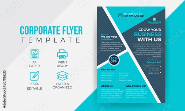 Fototapeta Corporate minimal colour business flyer template design set, vector template design or business poster template design