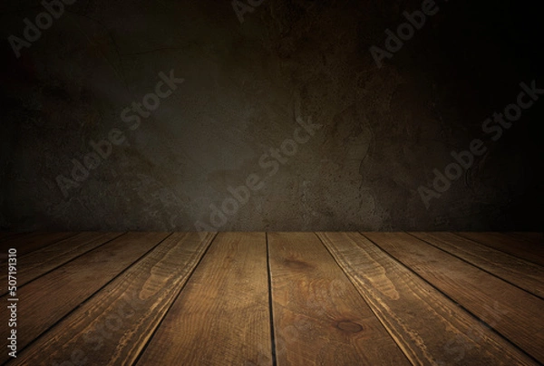 Obraz Wood table with dark concrete