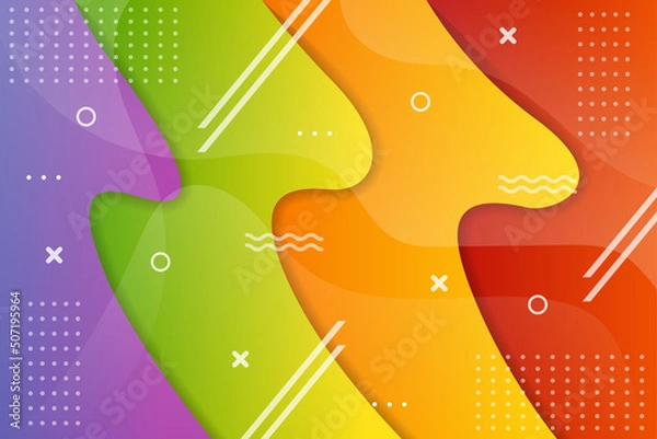 Fototapeta Abstract wavy background with modern gradient colors. Trendy liquid design. Motion wave. Vector illustration for banners, flyers and presentation.