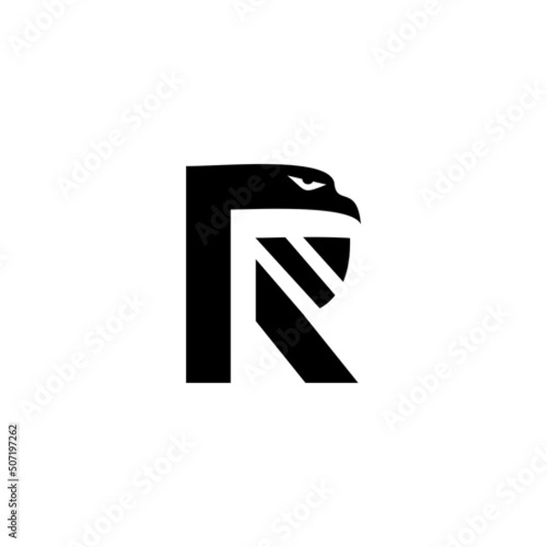 Fototapeta Letter R face Eagle monogram logo vector creative design
