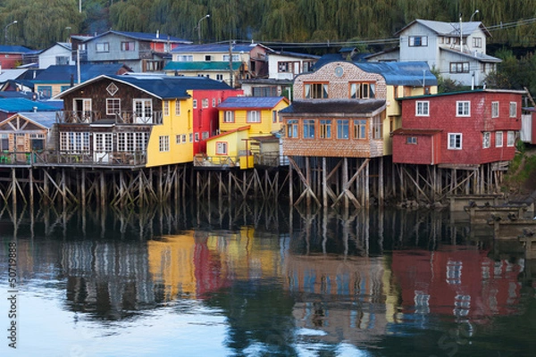 Obraz Domy na palach w Castro, Chiloe Island, Patagonia, Chile
