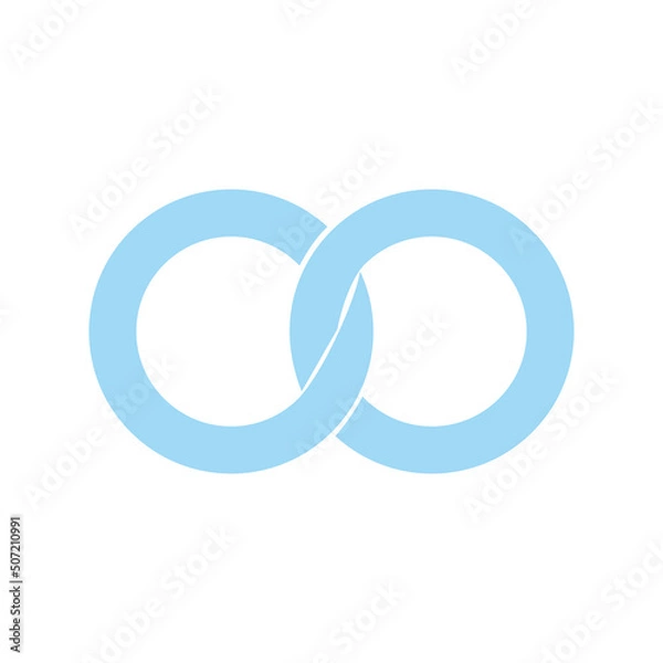 Obraz Infinity icon. Two locked circles vector illustration. Link icon.